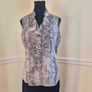 White House Black Market Snake Print Blouse, Size 6